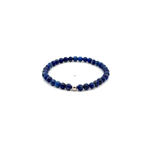 Natural Lapis Gemstone Mini 4mm 18K White Gold Charm Bead September Birthstone - Picture 1 of 5